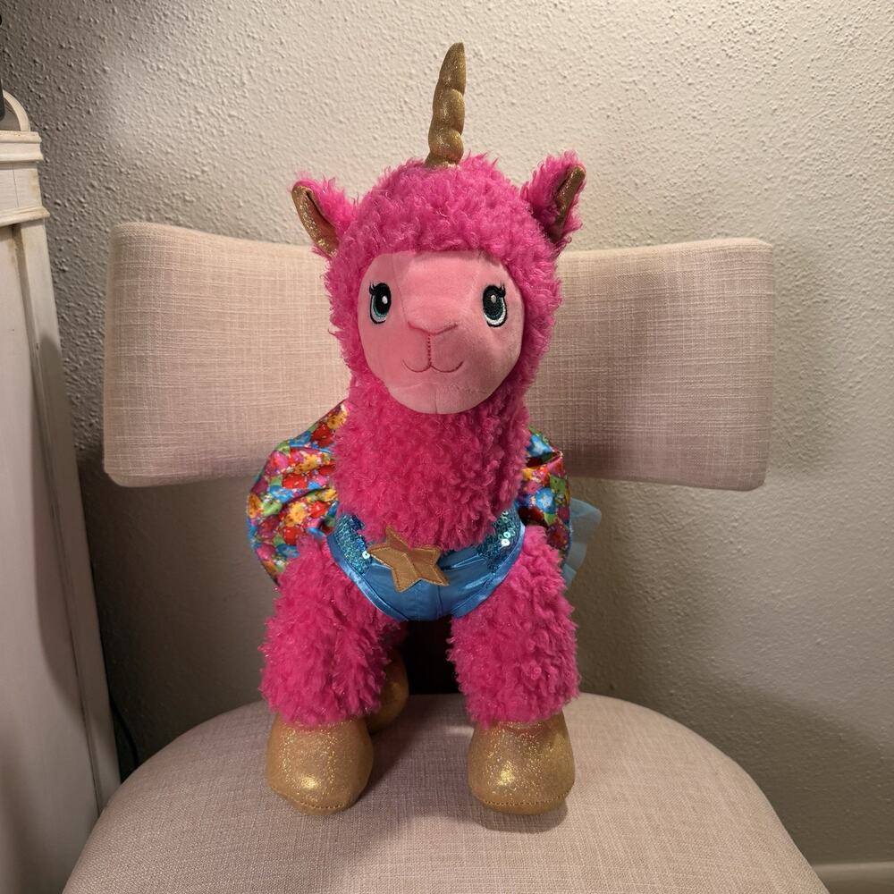 Build A Bear Pink Sparkle Llama Unicorn Llamacorn Plush With Dress 18” Retired
